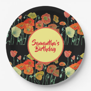 Orange Yellow Poppy Popper Blume Geburtstag Pappteller