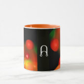 ORANGE YELLOW RED BLACK FRAKTAL BUBBLES MONOGRAMM TASSE (Zentrum)