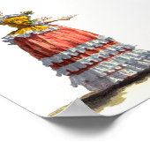 Orange & Yellow Regency Französisch Mode Zeichnend Poster (Ecke)