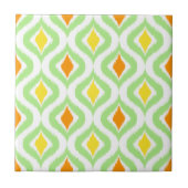 Orange Yellow Retro Chic Ikat Ogee Muster Fliese (Vorderseite)