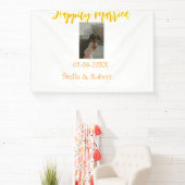 Orange yellow retro photo happily married couple banner (InSitu)
