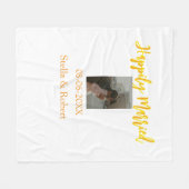 Orange yellow retro photo happily married couple fleecedecke (Vorderseite (Horizontal))