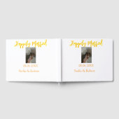 Orange yellow retro photo happily married couple gästebuch (Voll)