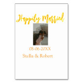 Orange yellow retro photo happily married couple tischnummer (Rückseite)