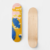 Orange Yellow Sky Blue Light Pink Peeling Paint Skateboard (Vorderseite)
