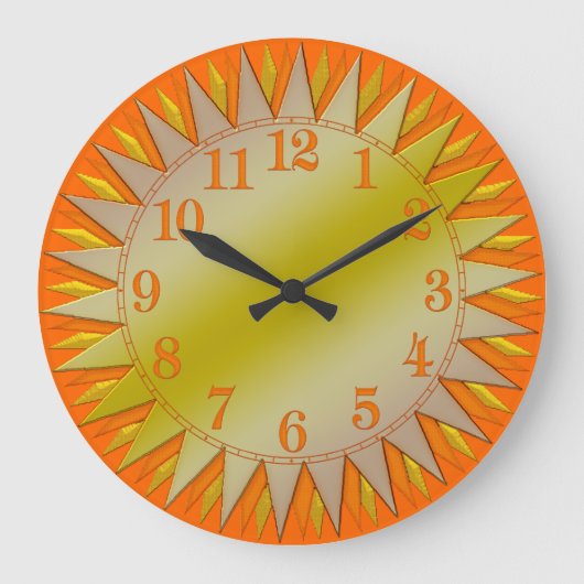 Orange Yellow Sunrise Wall Clock Große Wanduhr (Vorderseite)
