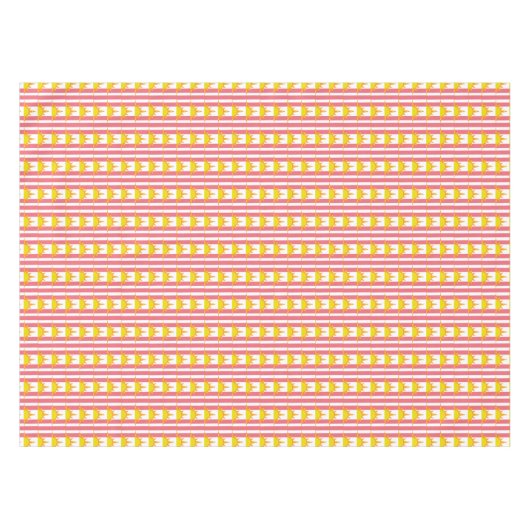 Orange Yellow Suns on Pink Stripes Tischdecke (Vorderseite (Horizontal))