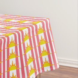 Orange Yellow Suns on Pink Stripes Tischdecke