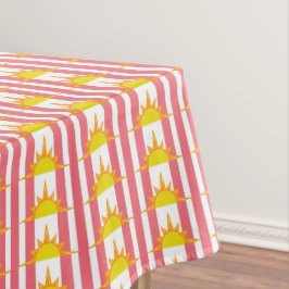 Orange Yellow Suns on Pink Stripes Tischdecke