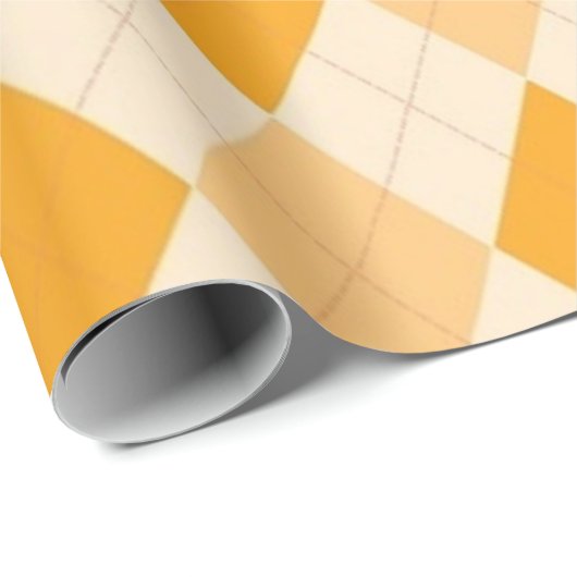Orange Yellow Tan Raute Kariertes Design Geschenkpapier (Rolleneckpunkt)