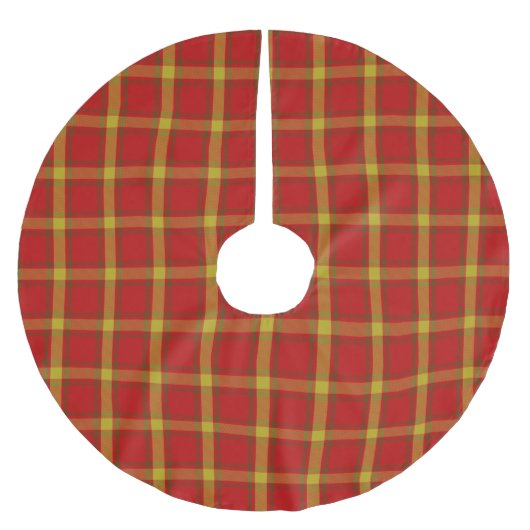 Orange Yellow Tartan Brushed Polyester Tree Skirt Weihnachtsbaumdecke (Vorderseite)
