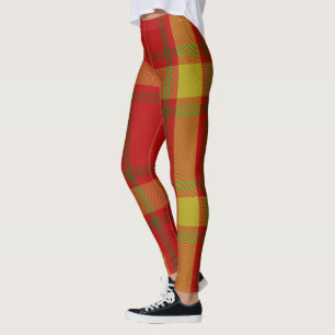 Orange Yellow Tartan Christmas Leggings