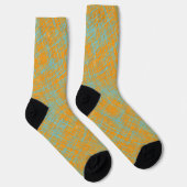 Orange Yellow Turquoise Blau Modernes Muster Socken (Rechts)