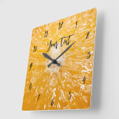 Orange Yellow Unisex Quadratische Wanduhr (Winkel)