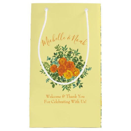 Orange Yellow Wedding Rose Spring Kleine Geschenktüte (Vorderseite)