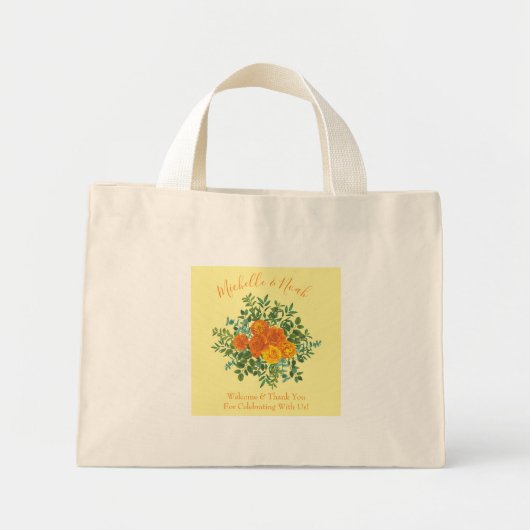 Orange Yellow Wedding Rose Spring Mini Stoffbeutel (Vorne)