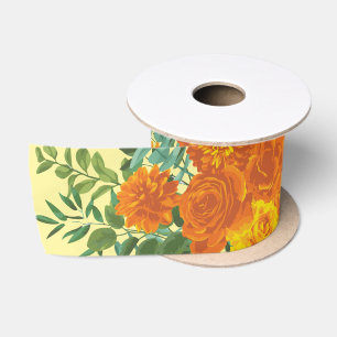Orange Yellow Wedding Rose Spring Satinband