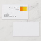 Orange Yellow White Schlicht Simple Business Card Visitenkarte (Vorne/Hinten)