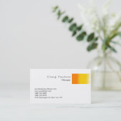 Orange Yellow White Schlicht Simple Business Card Visitenkarte (Stehend Vorderseite)