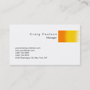 Orange Yellow White Schlicht Simple Business Card Visitenkarte