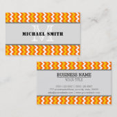 Orange Yellow White Zickzack Zigzag Monogram Visitenkarte (Vorne/Hinten)