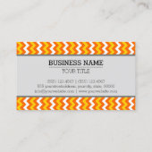 Orange Yellow White Zickzack Zigzag Monogram Visitenkarte (Rückseite)