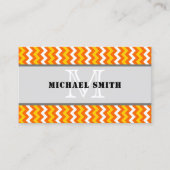Orange Yellow White Zickzack Zigzag Monogram Visitenkarte (Vorderseite)