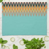 Orange Yellow Zigzag Muster auf Aquamarin Geschirrtuch (Gefaltet)