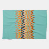 Orange Yellow Zigzag Muster auf Aquamarin Geschirrtuch (Horizontal)