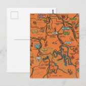 Orange Yellowstone Park Illustrierte Karte (Vorne/Hinten)