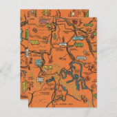 Orange Yellowstone Park Illustrierte Karte (Vorne/Hinten)