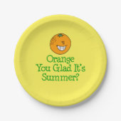 Orange You Glad It's Summer Pun Yellow Pappteller (Vorderseite)