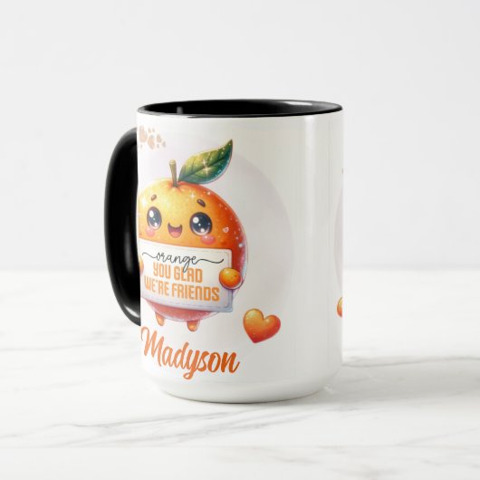 Orange You Glad We are Friends Individuelle Name Tasse (Vorderseite Links)