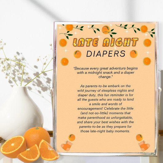 Orange You Ready Baby Shower Fun Spate Night Diape Poster