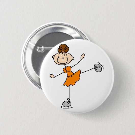 Orange Zahl Skater-Knopf Button (Vorne & Hinten)