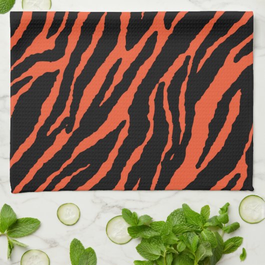 Orange Zebra-Geschirrtuch Handtuch (Gefaltet)