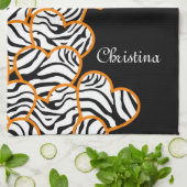 Orange zebra herzen Küche Handtuch (Gefaltet)