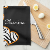 Orange zebra herzen Küche Handtuch (Viertel Falte)
