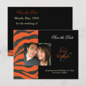 Orange zebra Save the Date Foto Postkarten, Ankündigungspostkarte (Vorne/Hinten)