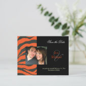 Orange zebra Save the Date Foto Postkarten, Ankündigungspostkarte (Stehend Vorderseite)