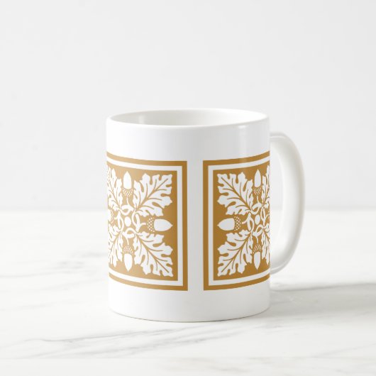 Orange Zest Acorn und Leaf Tile Design Coffee Tass Kaffeetasse (VorderseiteRechts)