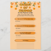 Orange Zest Citrus Baby Dusche Trendy Advice Card (Vorderseite)