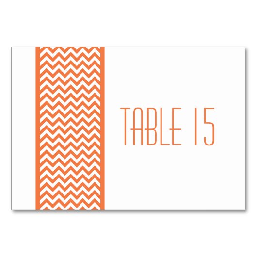 Orange Zickzack Border Table Card Tischnummer (Vorderseite)