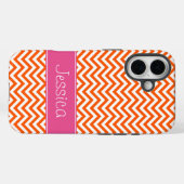 Orange Zickzack Chic Pink Personalisiert Case-Mate iPhone Hülle (Rückseite (Horizontal))