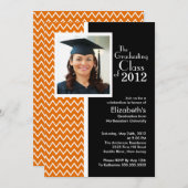Orange Zickzack Foto-Abschluss-Party Einladung (Vorne/Hinten)