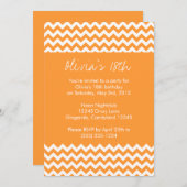 Orange Zickzack Geburtstags-Einladung Einladung (Vorne/Hinten)
