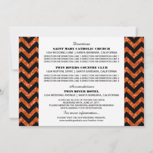 Orange Zickzack Glitzer Information Card Einladung