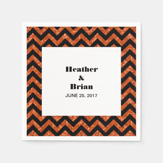 Orange Zickzack Glitzer Paper Napkins Serviette (Vorderseite)