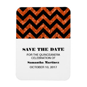 Orange Zickzack Glitzer Quinceañera Magnet