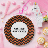 Orange Zickzack Glitzer Sweet 16 Paper Teller (Party)